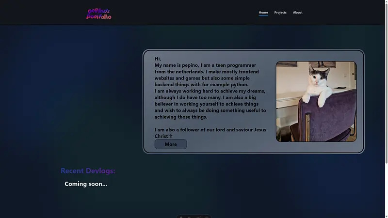 Made homepage, about me and deployed 1.0